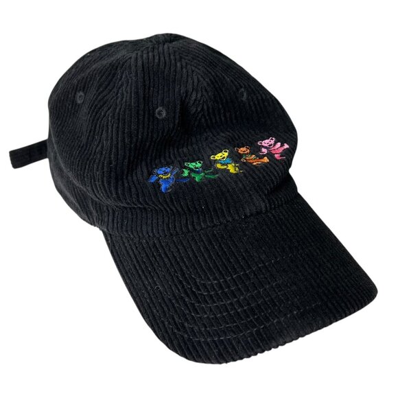 Ripple Junction Grateful Dead Bears Corduroy Cap Black Adjustable Strap Back - Picture 1 of 9